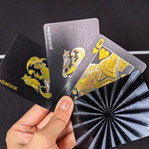 Cartes à Jouer Personnalisées <span class=keywords><strong>de</strong></span> Luxe en PVC Noir avec Dorure à Chaud, Imperméables et Lavables, <span class=keywords><strong>Jeu</strong></span> <span class=keywords><strong>de</strong></span> Poker en Plastique pour Soirées Casino Professionnelles ou Cadeaux - Product Image 2