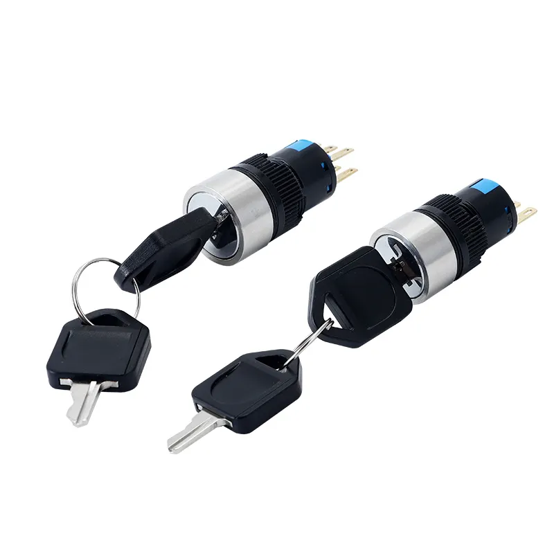16mm 2 3 Position 3 Way Mini Touch Key Lock Operated Electrical Waterproof Push Button Switch