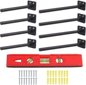 Étagère murale décorative en <span class=keywords><strong>bois</strong></span> noir et métal avec tube et <span class=keywords><strong>planche</strong></span> en MDF pour l'affichage ou l'organisation d'objets - Product Image 4