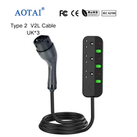 Adaptateur de charge EV AOTAI Type 2 vers prise UK 3 gang V2L, nouveau câble pour BYD MG XPENG Geely AION JAECOO ICAR, utilisation extérieure