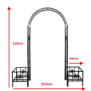 Arche de jardin robuste en acier noir enduit, facile à installer, <span class=keywords><strong>pour</strong></span> plantes grimpantes, avec deux supports <span class=keywords><strong>pour</strong></span> plantes - Product Image 3