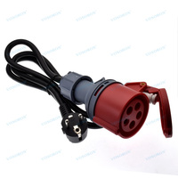 Adaptateur de prise femelle Schuko vers CEE rouge pour chargeur de véhicule électrique, 5 broches, compatible avec chargeur portable 32A triphasé 12KW