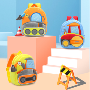 Zaino Giocattolo a Forma di Auto Cartoon per Bambini - Design di Veicoli da Costruzione in Peluche e Resistente, Simpatica Borsa per <span class=keywords><strong>Asilo</strong></span> e Regalo - Product Image 1