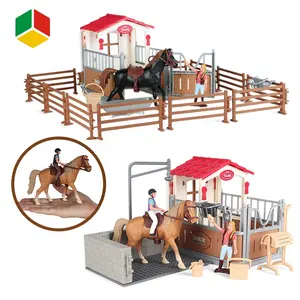 QS Spielzeug Hohe Simulation Tier Pretend Spielen Kunststoff Ranch Stabile Modell Sinn Pferd Farm Animal Set Käfig Spielzeug Mit Landwirt und Zaun