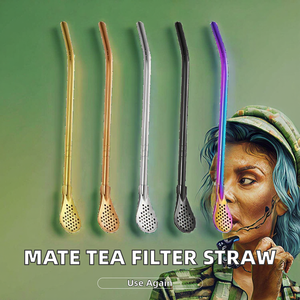 Pajitas Filtrantes Reutilizables de Acero Inoxidable 304, Aptas para Alimentos, para Mate <span class=keywords><strong>en</strong></span> <span class=keywords><strong>Casa</strong></span> o <span class=keywords><strong>en</strong></span> Bares - Product Image 1
