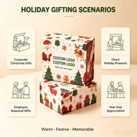 Boîte cadeau magnétique personnalisée pour Noël, design festif Père Noël, intérieur vert, boîte rigide pour emballage de coffret cadeau de Noël