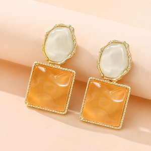 Sparkling Water Gemstone Grain Irregular Square Oval Premium Eardrops Wholesale Pendant <b>Earrings</b> for Woman - Product Image 6