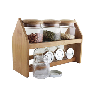 Factory Direct Bamboo 2-tier Spice and Glass Jar <b>Kitchen</b> Storage Organizer <b>Rack</b> - Product Image 3