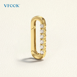 VFOOK, accesorios de joyería, clip de papel en forma de rectángulo, Conector de oro Real de 10K y 14K, cierre de empuje de diamante personalizado para accesorios de joyería - Product Image 1