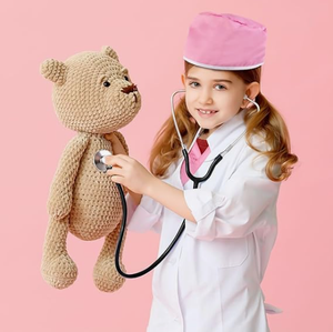 Costume de Docteur pour Filles - Tenue Médicale Enfant avec Blouse de Laboratoire et Sac de Transport, <span class=keywords><strong>Déguisement</strong></span> de Médecin pour Halloween, Jeu de Rôle pour la Journée des Métiers - Product Image 5