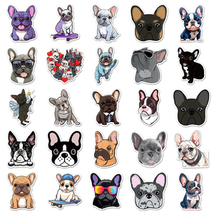 50 Piezas de Pegatinas de Juguete al por Mayor para <span class=keywords><strong>Niños</strong></span>, Pegatinas de Vinilo Impresas Personalizadas con Lindos Perros Bulldog Francés - Product Image 3