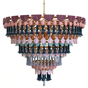 JYLIGHTING Lustre en céramique de style campagnard français, hauteur réglable, design macaron coloré, hôtel, salon, salle à manger, <span class=keywords><strong>villa</strong></span> - Product Image 1