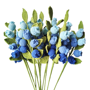 Bouquet de myrtille fait à la main décoration de table pour la maison accessoires de photographie bouquet de fleurs artificielles en coton de lait à quatre brins - Product Image 3