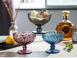 Ventes en gros de coupes à yaourt <span class=keywords><strong>vintage</strong></span> en <span class=keywords><strong>verre</strong></span> gaufré pour fêtes, mariages, desserts, milkshakes, glaces - Product Image 3