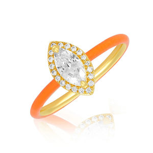 Gemnel New Design Bijoux en argent 925 Multi arc-en-ciel Couleur émail Orange Marquise Bague de mariage pour femme - Product Image 3