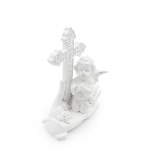 Casa de lujo de mesa de Oficina Decoración superior Cruz flor Rosa <span class=keywords><strong>palma</strong></span> de mano resina querubín - Product Image 1