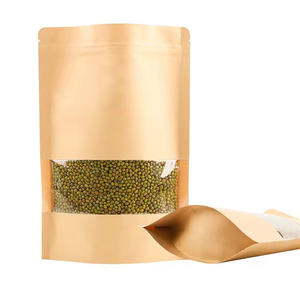 Bolsa de Embalaje de Alimentos de Papel Kraft Biodegradable con Cierre Reutilizable, Bolsa con Ventana y Cierre de Cremallera - Product Image 3