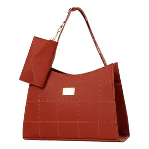 Bolso de Compras Grande para Mujer Fana Jacinta, Diseño a Cuadros, Microfibra, Cuero Sintético, Correa de Hombro, Cierre de Broche - Product Image 4