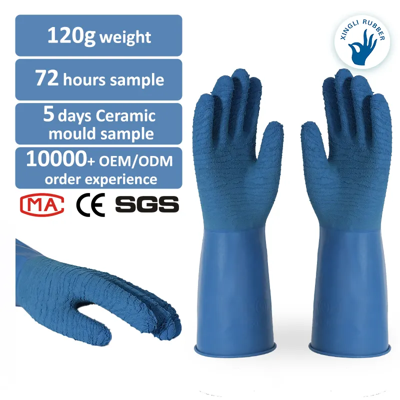 High quality made in China gloves thick black rubber gloves for concrete block handling ceramics industry anti chemical