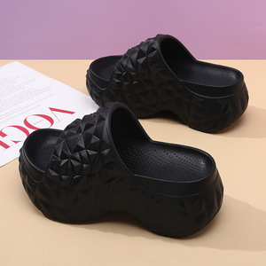Sandalias de tacón alto para mujer Guru, suela gruesa, aumento de altura, una tira, para verano, transpirables, blancas, de EVA, antideslizantes, con forma de durián - Product Image 3
