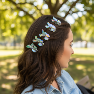 Pinza de Pelo con Diseño de Mariposa de 7.5 cm, con Brillo Iridiscente, para Mujer, Uso Diario, Plástico de Alta Calidad - Product Image 2