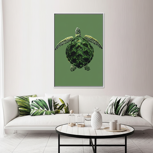 Elegant Green Animal Print <b>Canvas</b> Artwork - Printed Design Wall Decor,WHITE <b>FRAMED</b> <b>CANVAS</b> - Product Image 3