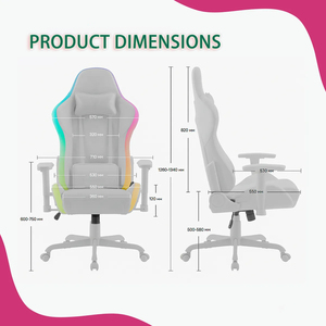 Chaise de jeu complète avec éclairage LED RGB coloré, chaise de jeu avec marquage lumineux - Product Image 6