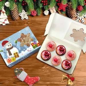 Cajas de Regalo Navideñas Transparentes con Diseño de Muñeco de Nieve, Papá Noel, Alce y Pan de Jengibre para Fiestas Navideñas - Product Image 5