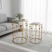 Lander Umweltfreundliches Metall-Couchtisch-Set 2-teilig Gold Dekorativer Eisen-Beistelltisch Moderne Wohnzimmer-Dekoration Möbel Großhandel