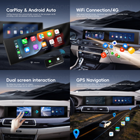 Podofo Double Écran 21 ''8 + 128G Autoradio pour BMW Série 5 F10/F11 201-2012 pour Tesla Style CarPlay/Android Auto/4G WiFi GPS 360