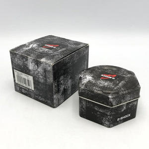 Boîte de rangement pour montres avec logo personnalisé, emballage cadeau OEM, boîte en métal noir hexagonale de luxe, boîte en étain noire fossile - Product Image 1