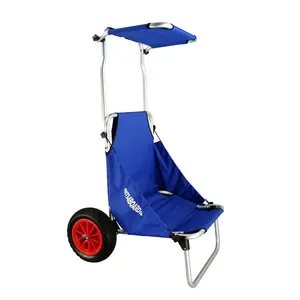 Hot Sale Aluminum Beach Fold Up Fishing Chair Folding Beach Cart with Luggage Holder