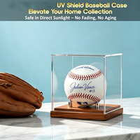 Vitrine en bois pour balle de baseball, boîte en acrylique transparente avec protection UV à 93,8 %, support transparent pour balle de baseball avec base en bois