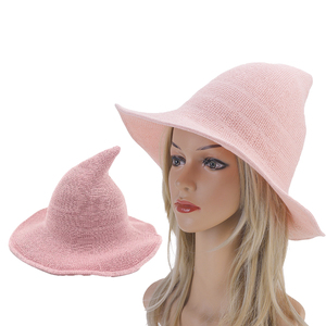 Regalo de decoración de Halloween rosa para niños y adultos, sombrero de bruja puntiagudo de lana, disfraz de bruja de Halloween rosa para <span class=keywords><strong>niñas</strong></span> - Product Image 1