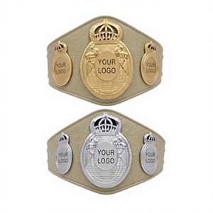 Custom Boxing Championship <b>Belt</b> Blue PU Leather Gold Silver Plated Metal Logo Best Quality thick plated <b>Belt</b> - Product Image 3