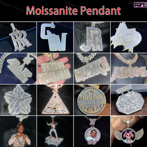 Pendentif Hip Hop <span class=keywords><strong>Test</strong></span> de diamant passé Iced Out VVS Moissanite Pendentif Moissanite personnalisé en argent 925 - Product Image 6