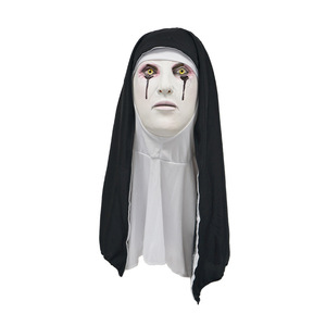 Maschera in Latex da Suora Malvagia con Copricapo, Costume Spaventoso per Halloween, Accessorio per Casa Stregata - Product Image 4