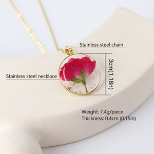 Gioielli di fiori fatti a mano in resina fiori secchi pressati collana di fiori di <span class=keywords><strong>nascita</strong></span> mese collana di fiori per donne ragazza <span class=keywords><strong>regalo</strong></span> di compleanno - Product Image 2