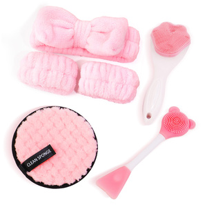 6 outils de nettoyage du <span class=keywords><strong>visage</strong></span>, bandeau, brosses nettoyantes manuelles à fonctions variées, ensemble d'outils de beauté avec bracelet. - Product Image 2