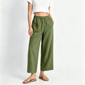 <span class=keywords><strong>Pantaloni</strong></span> Estivi da Donna in <span class=keywords><strong>Lino</strong></span> a Vita Alta, Comodi e Freschi, con Elastico in Vita, Morbidi e Casual per Vacanze e Outfit Quotidiani - Product Image 2