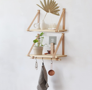 Ensemble de 2 étagères flottantes de style moderne pour la maison, étagères de présentation avec anneaux de suspension - Product Image 2