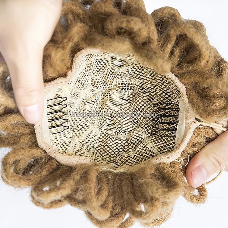 KAMA Afro Dreadlock High Puff Drawstring Ponytail Remy Brazilian Hair Loc Petal Buns for Black Women Detail Section 6
