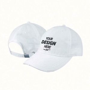 Vintage White Cotton Baseball Cap Custom Dad <b>Hats</b> with Embroidered Letters and Metal Buckle Back Closure Custom Logo - Product Image 1