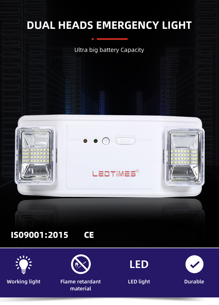 ABS 600LM Adjustable Dual Heads Indoor SMD 4W Portable Rechargeable Led Emergency Lamp