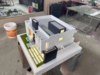 Arquitectura de Villa con piscina y luces para modelo arquitectónico 3D moderno y modelo de construcción