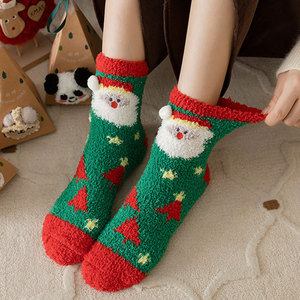 Chaussettes de Noël en tricot douillettes <span class=keywords><strong>pour</strong></span> l'hiver, chaussettes épaisses et moelleuses à motif de dessin animé, écologiques, <span class=keywords><strong>pour</strong></span> un usage quotidien, cadeau de Noël - Product Image 2