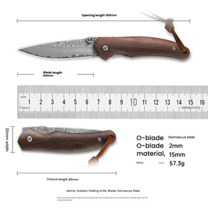 มีดพับอเนกประสงค์สำหรับกิจกรรมกลางแจ้ง ดามัสกัส ไม้จันทน์แดง คมสำหรับหั่นผลไม้ - Product Image 5