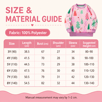Sweat-shirt de Noël pour enfants rose à manches longues col rond imprimé arbre festif 3-8 ans OEM personnalisé