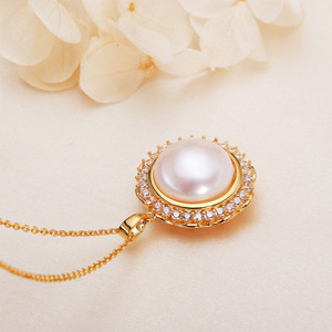 สร้อยคอไข่มุกน้ำจืดทรงกลมสไตล์จีนสำหรับผู้หญิง ประดับเพชรเต็มเส้น ดีไซน์ใหม่ โดดเด่น สง่างาม สไตล์ฝรั่งเศส - Product Image 4