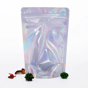 透明彩虹透明正面银背小全息聚酯薄膜拉链袋镀铝塑料包装